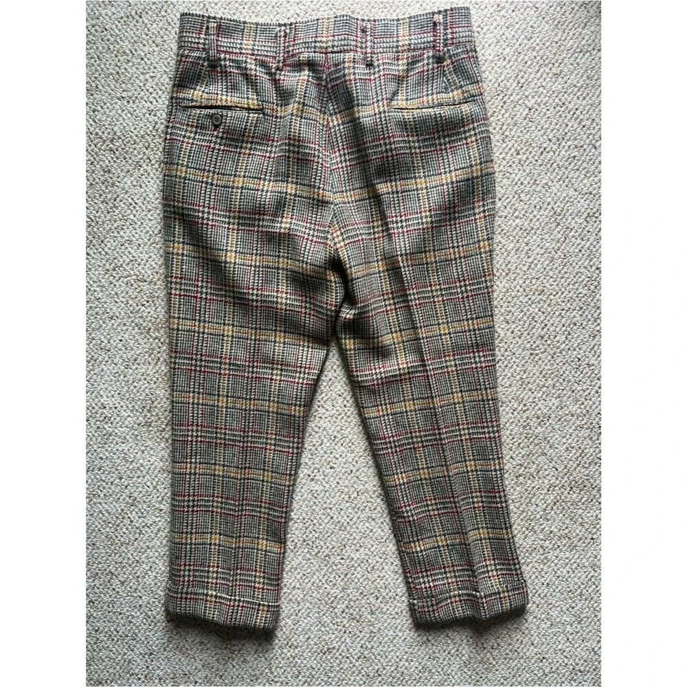 RARE Vintage 1960s Brooks Brothers Plaid Wool Tweed ~34 waist USA Union Made